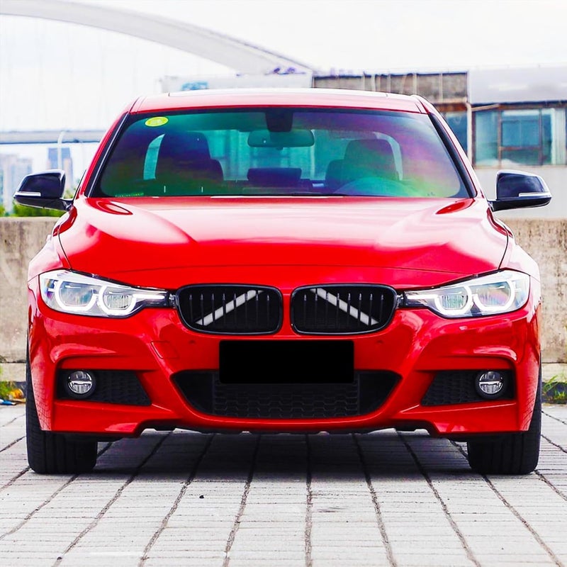 SHSBSCAR إدخالات شبكة M-Sport V Brace مع شرائط تزيين، متوافقة مع BMW 3/4 Series F30 F32 320 328i 330 335 428 435 تزيين شبكة أمامية (أبيض-F30) - Image 5